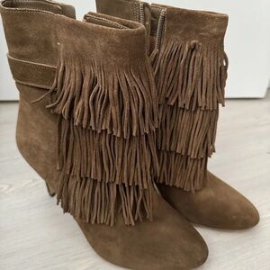 Suede Fringe Booties